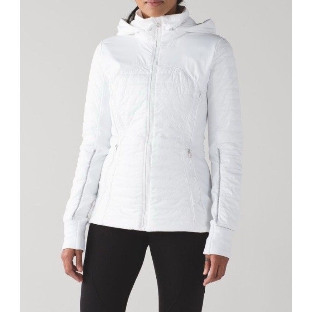 Lululemon First Mile Jacket White Size 4 With Hood $228 MSRP